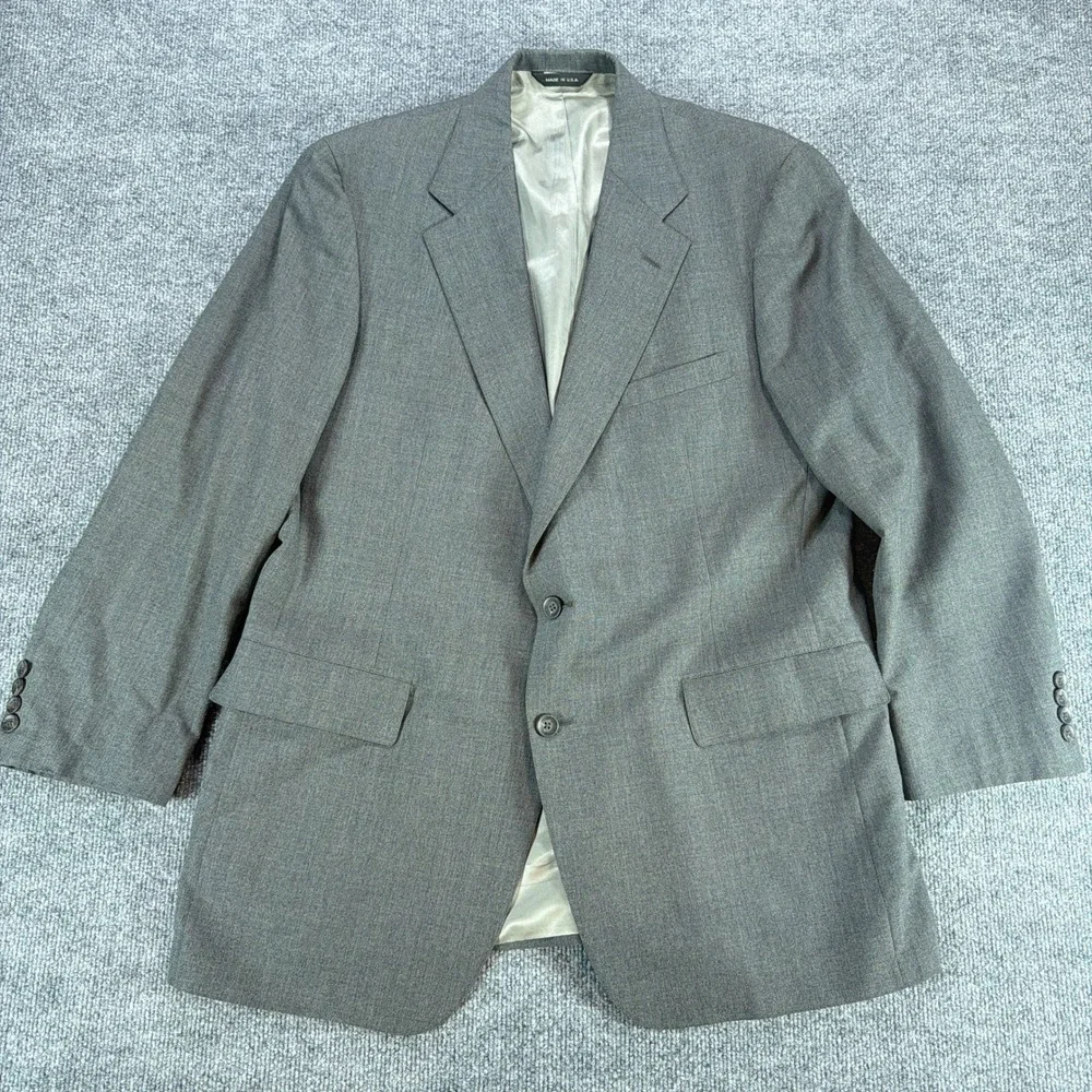 Vintage Nordstrom Mens Gray Virgin Wool Blazer Sport Coat Union Made USA 42R